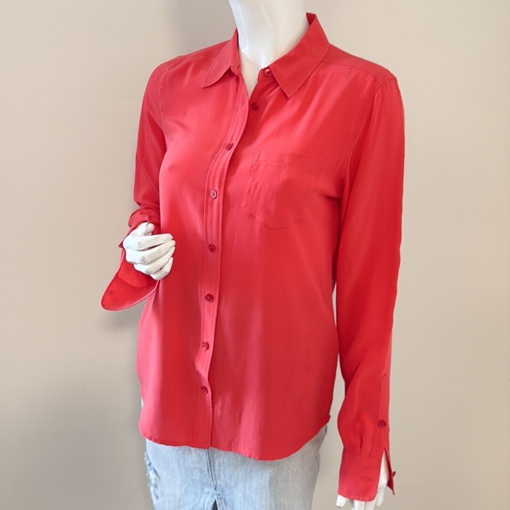 Equipment Brand Silk Coral Classic Button Down Shirt Blouse - Picture 3 of 6